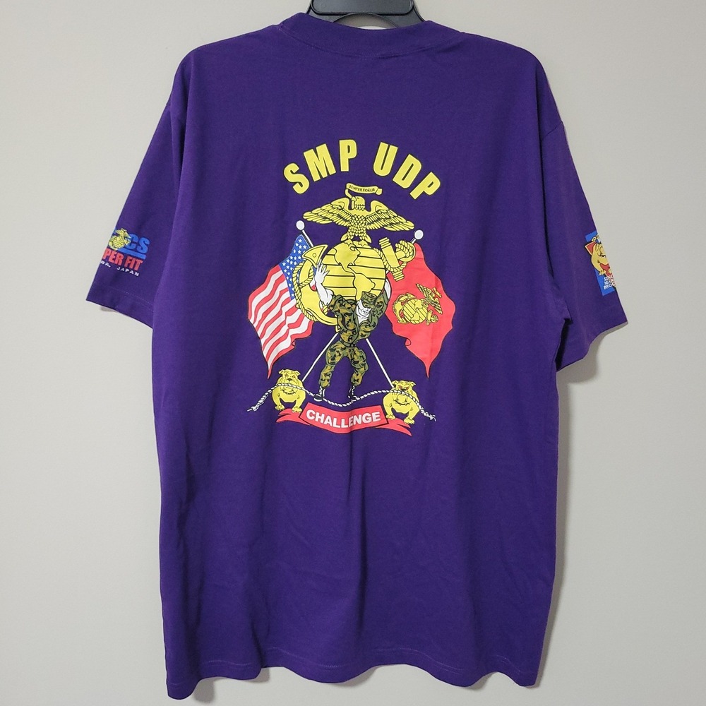 Vintage R&W USMC Marines T-Shirt Mens XL Purple SMP UDP Challenge Okinawa Japan